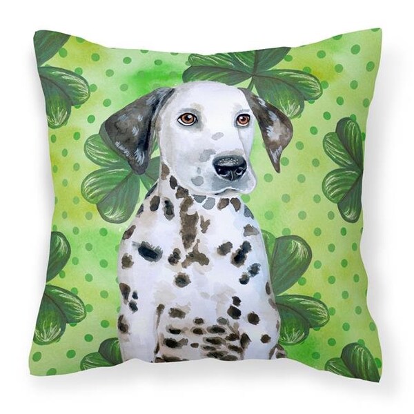 Carolines Treasures Carolines Treasures BB9882PW1414 Dalmatian Puppy St Patricks Fabric Decorative Pillow - BB9882PW1414