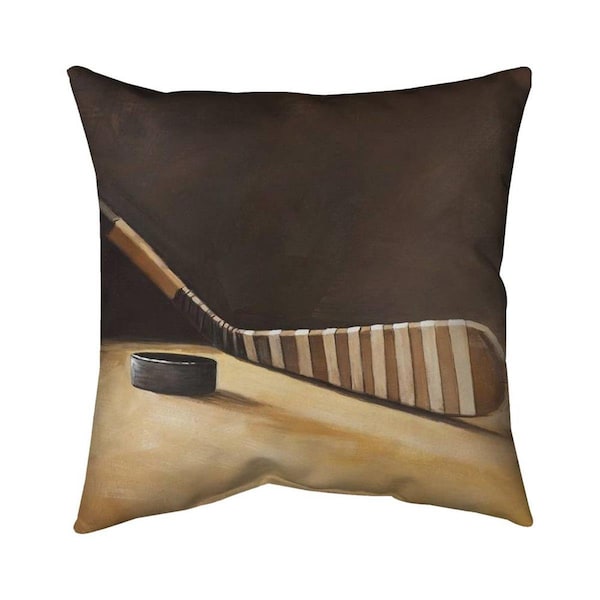 Begin Home Decor 26 x 26 in. Stick & Hockey Puck-Double Sided Print Indoor Pillow - 5541-2626-SP20
