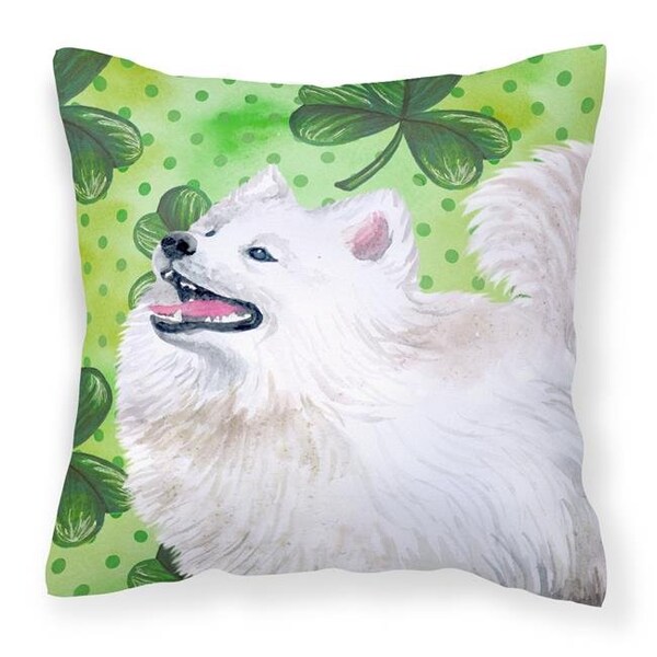 Carolines Treasures Carolines Treasures BB9865PW1414 Samoyed St Patricks Fabric Decorative Pillow - BB9865PW1414
