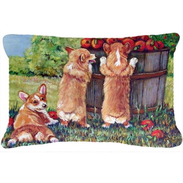 Jensendistributionservices Apple Helper Corgis Fabric Decorative Pillow - MI55652