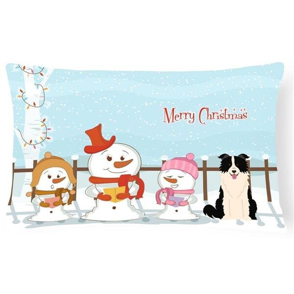 Carolines Treasures Carolines Treasures BB2449PW1216 Merry Christmas Carolers Border Collie Black & White Canvas Fabric Decorative Pillow - BB2449PW1216