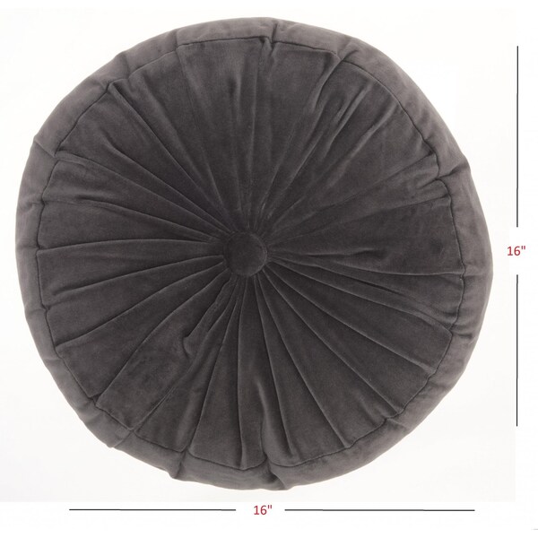 Homeroots 16 x 16 in. Dark Gray Tufted Round Throw Pillow - 386284
