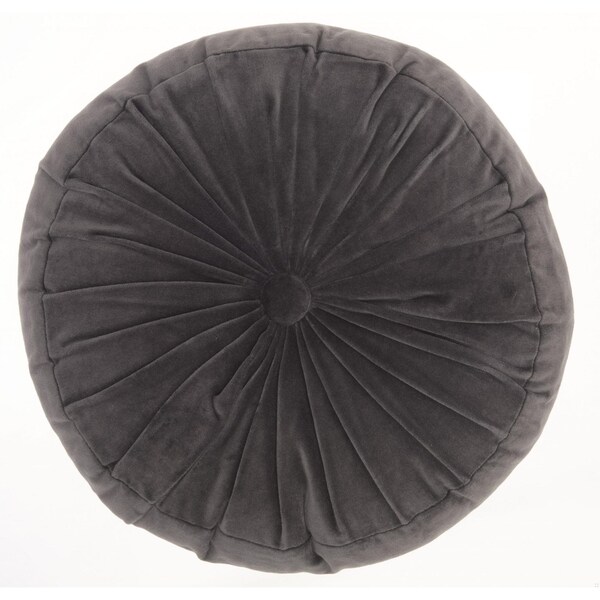 Homeroots 16 x 16 in. Dark Gray Tufted Round Throw Pillow - 386284