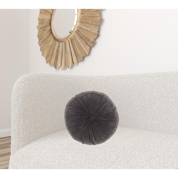 Homeroots 16 x 16 in. Dark Gray Tufted Round Throw Pillow - 386284