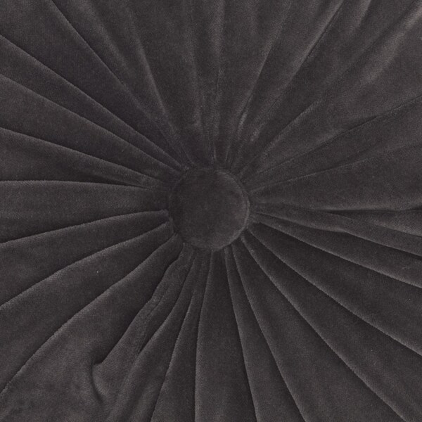Homeroots 16 x 16 in. Dark Gray Tufted Round Throw Pillow - 386284