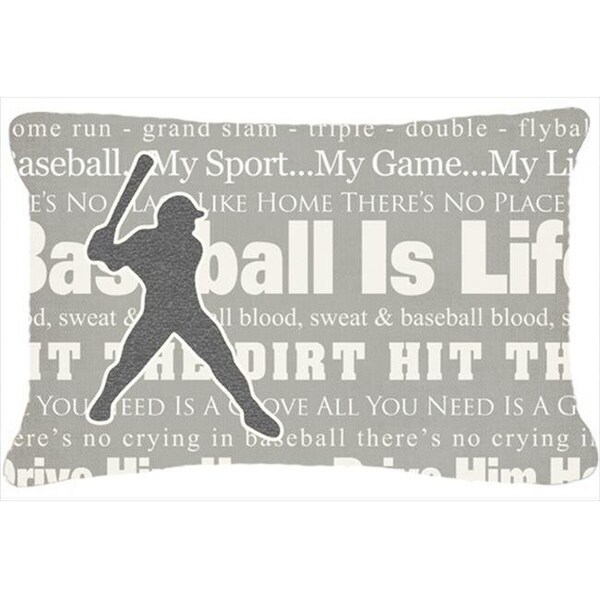 Carolines Treasures Carolines Treasures SB3078PW1216 Baseball Is Life Indoor & Outdoor Fabric Decorative Pillow - SB3078PW1216