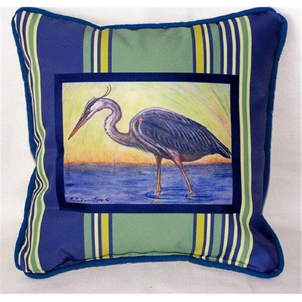 Betsy Drake Betsy Drake SN027 Blue Heron Small Outdoor-Indoor Pillow 12"x12" - SN027