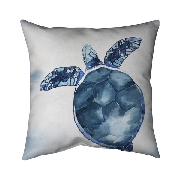Fondo 20 x 20 in. Watercolor Blue Turtle-Double Sided Print Indoor Pillow - FO2791584