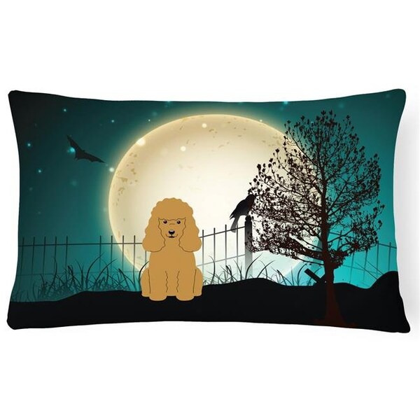 Carolines Treasures Carolines Treasures BB2259PW1216 Halloween Scary Poodle Tan Canvas Fabric Decorative Pillow - BB2259PW1216