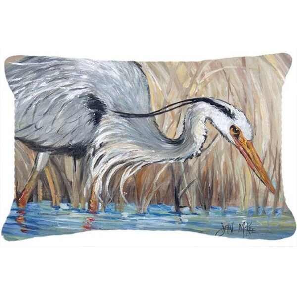 Carolines Treasures Carolines Treasures JMK1013PW1216 Blue Heron In The Reeds Canvas Fabric Decorative Pillow - JMK1013PW1216