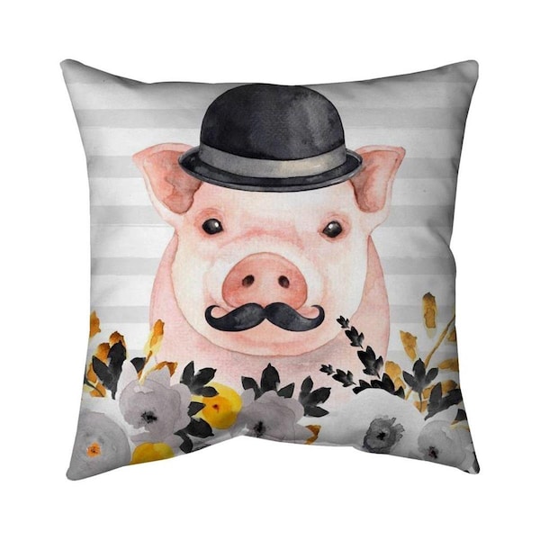 Fondo 20 x 20 in. Small Detective Pig-Double Sided Print Indoor Pillow - FO2798005