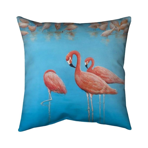 Fondo 26 x 26 in. Group of Flamingos-Double Sided Print Indoor Pillow - FO3325557