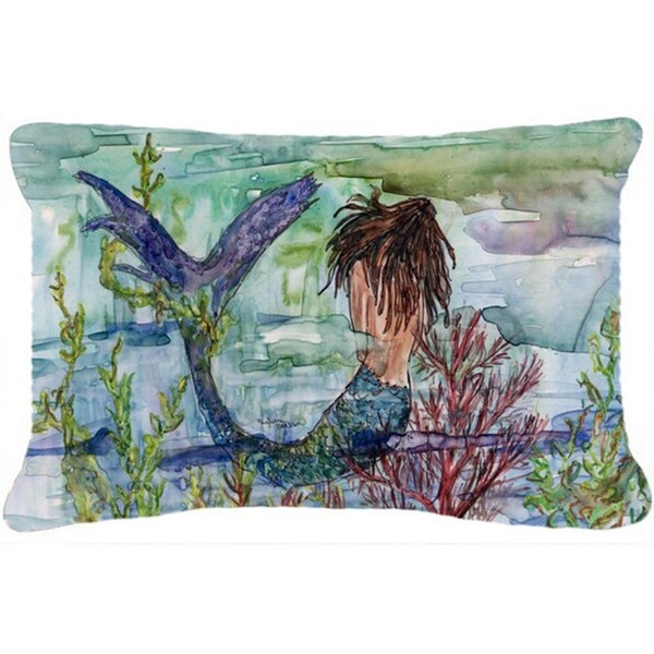 Jensendistributionservices Brunette Mermaid Coral Fantasy Fabric Decorative Pillow - MI2557847