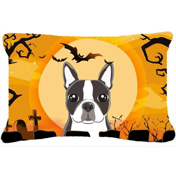 Micasa Halloween Boston Terrier Fabric Decorative Pillow - MI951318
