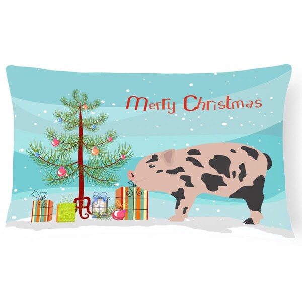 Carolines Treasures Mini Miniature Pig Christmas Canvas Fabric Decorative Pillow - CA70446