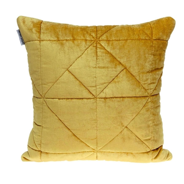 Palacedesigns Yellow Chunky Geo Stitched Velvet Decorative Throw Pillow - PA3664379