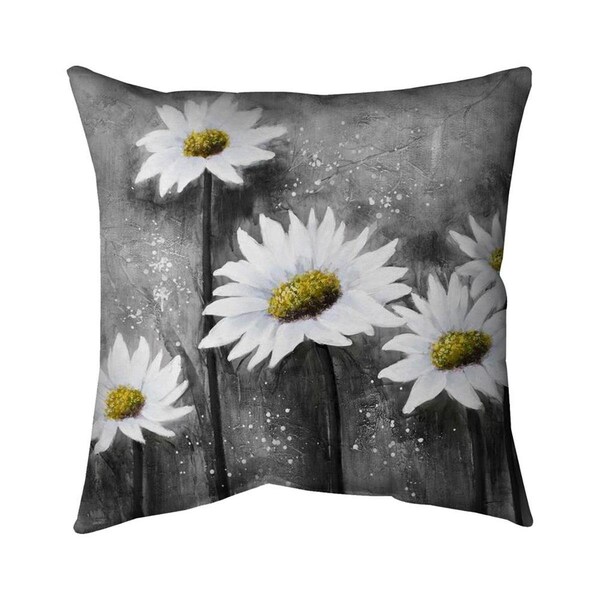 Begin Home Decor 26 x 26 in. Daisies-Double Sided Print Indoor Pillow - 5541-2626-FL108-1