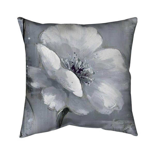 Begin Home Decor 26 x 26 in. Grey & White Flowers-Double Sided Print Indoor Pillow - 5541-2626-FL41