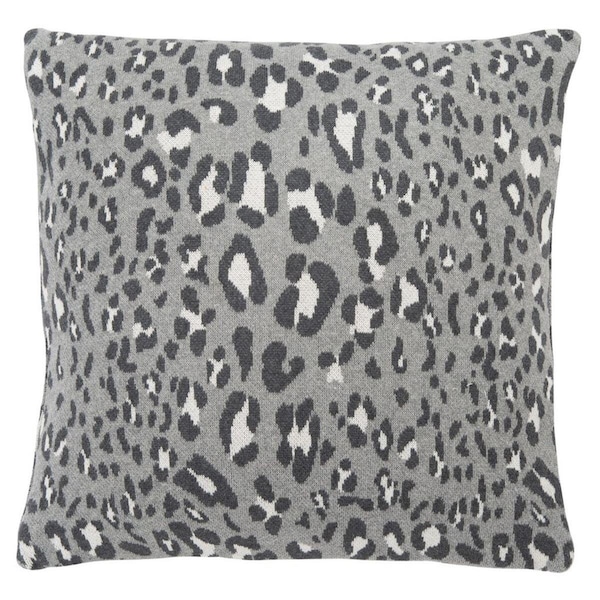 Safavieh 18 x 18 in. Gwynn Leopard Pillow, Grey & Black - PLS3003B-1818