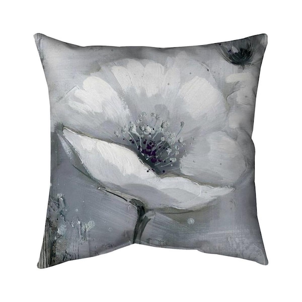 Fondo 20 x 20 in. Greyscale Flowers-Double Sided Print Indoor Pillow - FO2772174