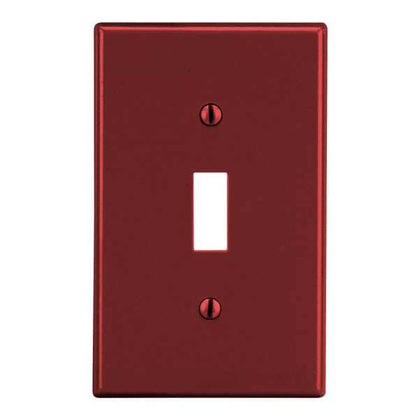 Hubbell Toggle Switch Wall Plate, Number of Gangs: 1 Plastic, Smooth Finish, Red - PJ1R