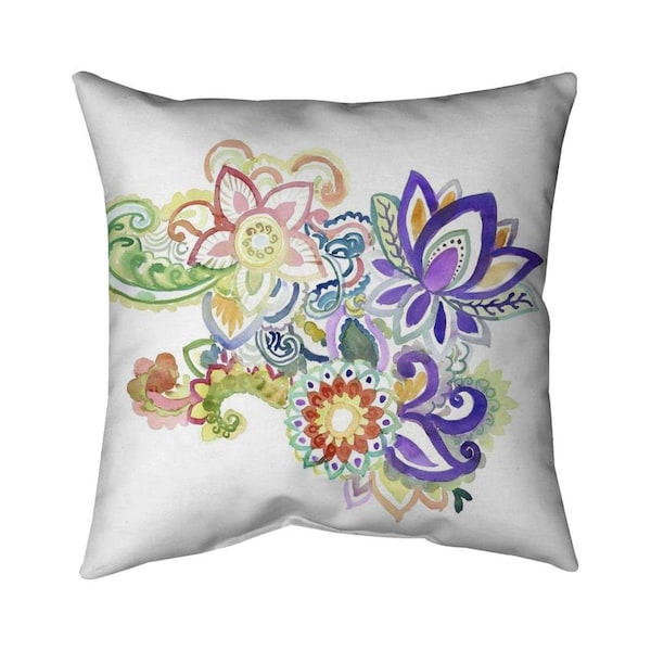 Begin Home Decor 26 x 26 in. Paisley Watercolor-Double Sided Print Indoor Pillow - 5541-2626-PA4