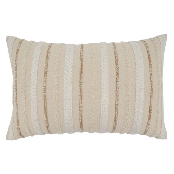 Rlm Distribution SARO  16 x 24 in. Oblong Natural Down-Filled Woven Stripe Design Throw Pillow - HO3195318