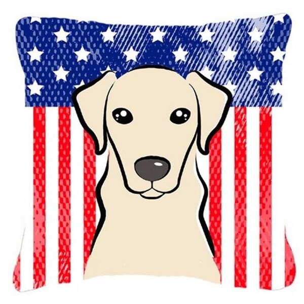 Carolines Treasures Carolines Treasures BB2152PW1818 American Flag & Yellow Labrador Fabric Decorative Pillow; 18 x 3 x 18 in. - BB2152PW1818