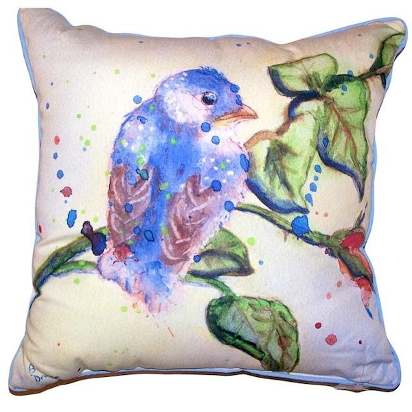 Betsy Drake Betsy Drake HJ633 18 x 18 in. Betsys Blue Bird Large Indoor & Outdoor Pillow - HJ633