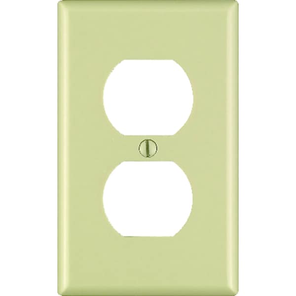 Leviton Ivory 1 gang Thermoset Plastic Duplex Outlet Wall Plate - 86003-000