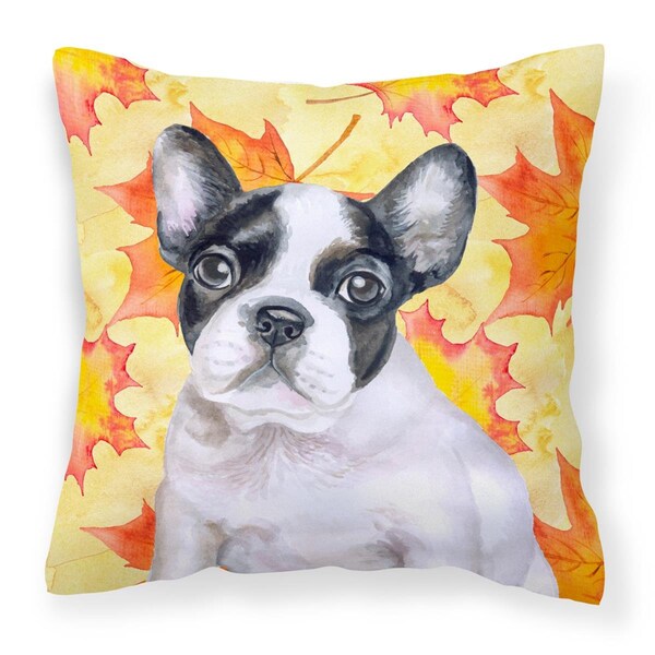 Jensendistributionservices French Bulldog Black White Fall Fabric Decorative Pillow - MI2551692