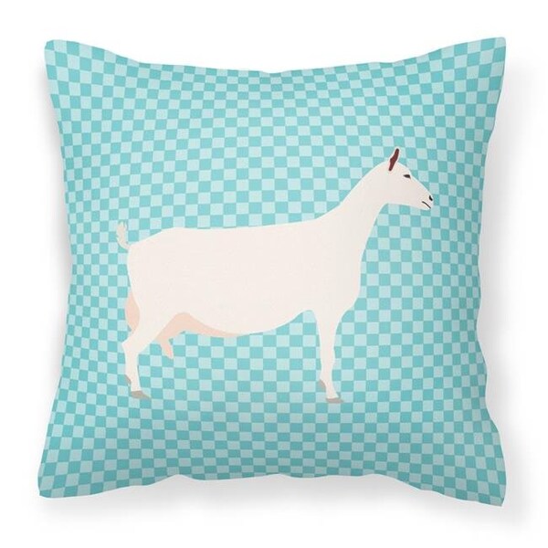 Carolines Treasures Carolines Treasures BB8063PW1414 Saanen Goat Blue Check Fabric Decorative Pillow; 14 x 14 in. - BB8063PW1414