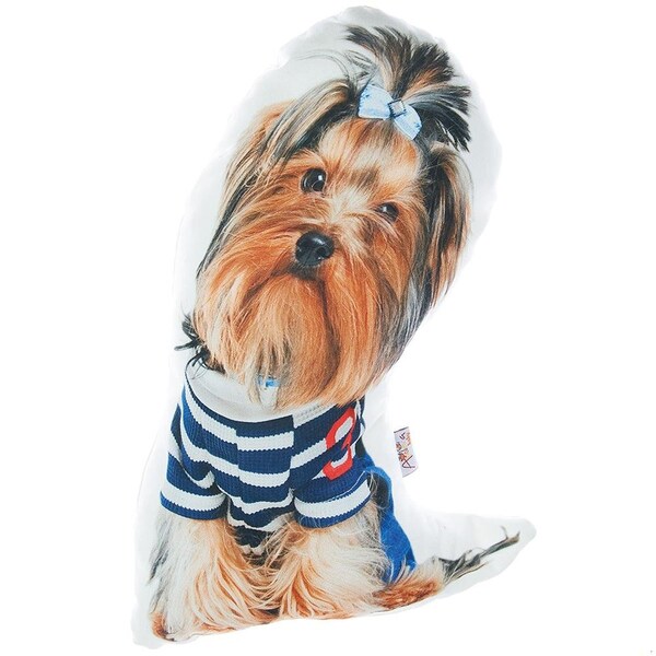 Homeroots Yorkshire Terrier Dog Shape Filled Animal Shaped PillowMulticolor - 355476