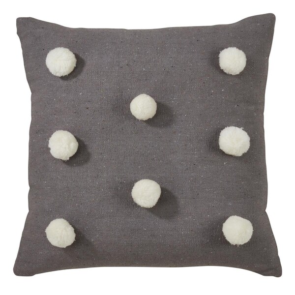 Rlm Distribution 22 in. Pom Pom Throw Pillow with Down Filling Gray - HO3213285