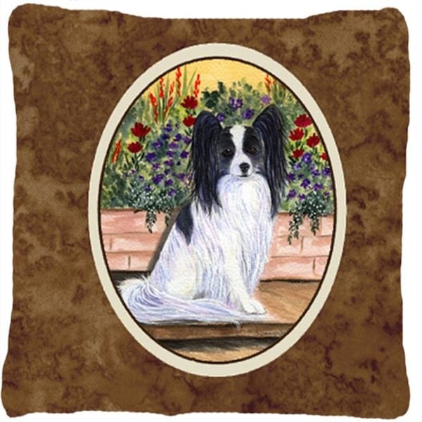Carolines Treasures Carolines Treasures SS8210PW1414 Papillon Decorative Indoor & Outdoor Fabric Pillow - SS8210PW1414