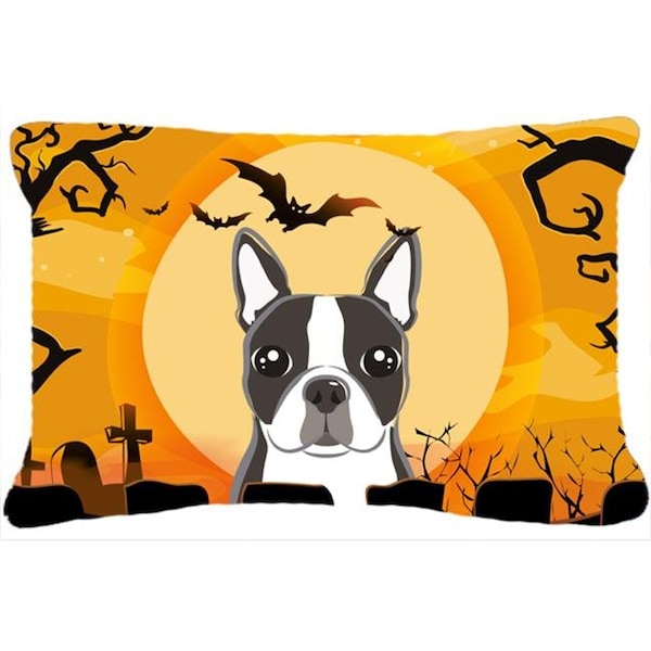 Carolines Treasures Carolines Treasures BB1761PW1216 Halloween Boston Terrier Fabric Decorative Pillow - BB1761PW1216