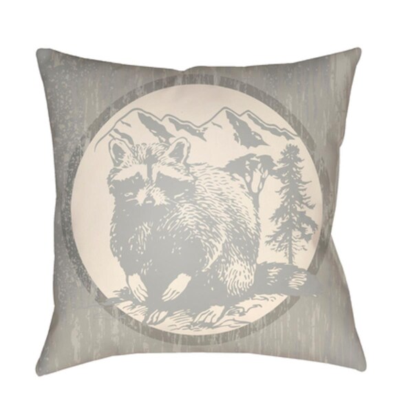 Artistic Weavers Lodge Cabin Raccoon Ridge Poly Filled Pillow - Light Gray & Beige - 16 x 16 in. - LGCB2003-1616