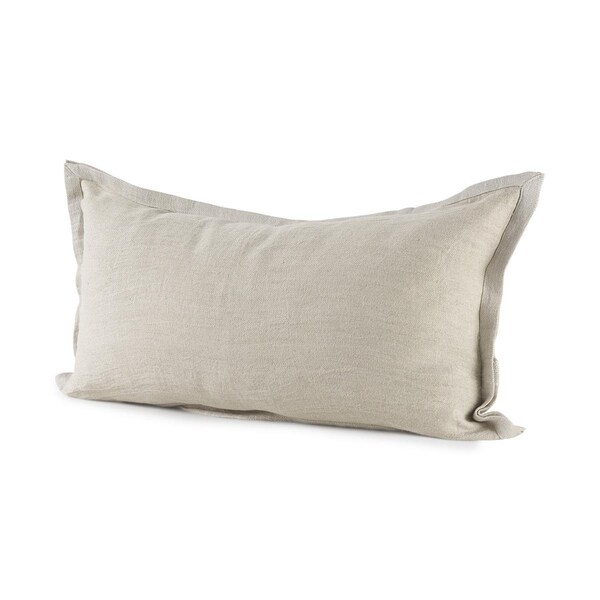 Homeroots 1 x 26 x 14 in. Cream Bordered Lumbar Pillow Cover - 392307