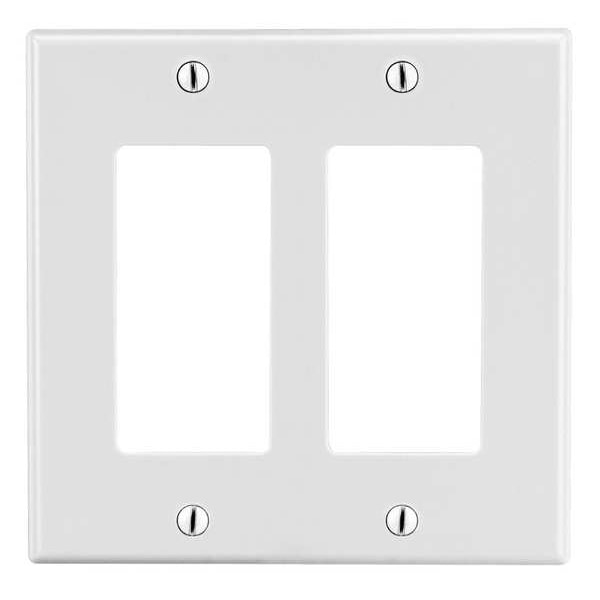 Hubbell Rocker Wall Plate, Number of Gangs: 2 Plastic, Smooth Finish, White - P262W