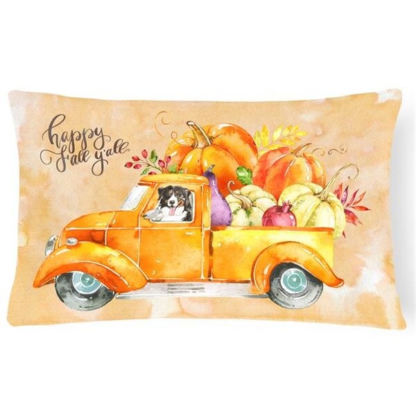 Carolines Treasures Carolines Treasures CK2607PW1216 Fall Harvest Bernese Mountain Dog Canvas Fabric Decorative Pillow - CK2607PW1216