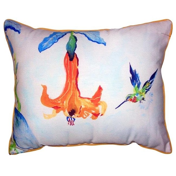 Betsy Drake Betsy Drake SN639 11 x 14 in. Hummingbird & Trumpet Vine Small Outdoor & Indoor Pillow - SN639