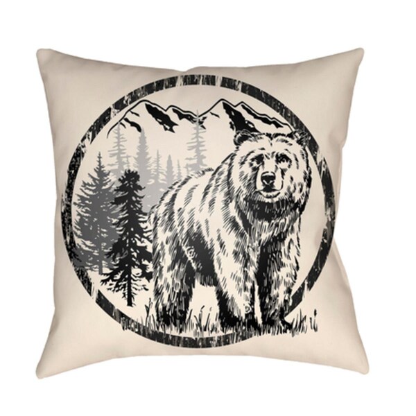 Artistic Weavers Lodge Cabin Bear Poly Filled Pillow - Black & Beige - 22 x 22 in. - LGCB2011-2222