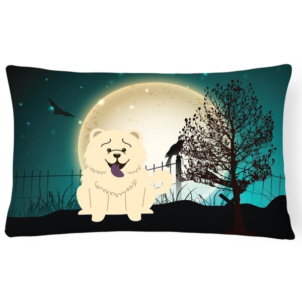 Carolines Treasures Halloween Scary Chow Chow White Canvas Fabric Decorative Pillow - BB2330PW1216