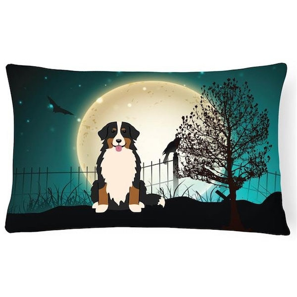 Carolines Treasures Carolines Treasures BB2226PW1216 Halloween Scary Bernese Mountain Dog Canvas Fabric Decorative Pillow - BB2226PW1216