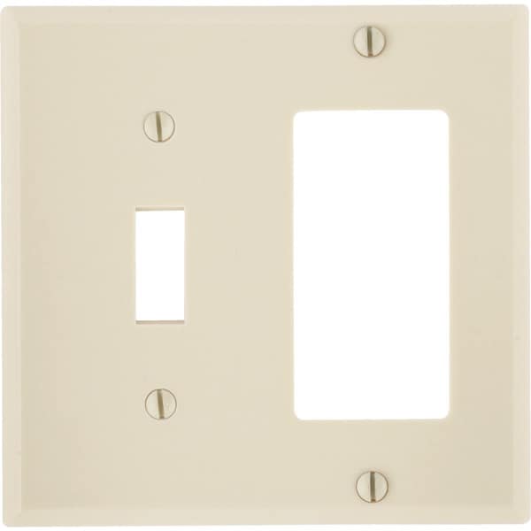 Leviton Decora 2-Gang Thermoset Single Toggle/Rocker Wall Plate, Ivory - 001-80405-00I