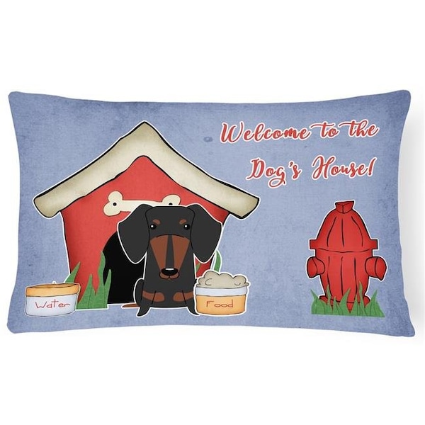 Carolines Treasures Carolines Treasures BB2886PW1216 Dog House Collection Dachshund Black & Tan Canvas Fabric Decorative Pillow - BB2886PW1216