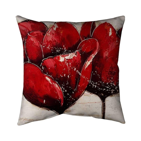 Fondo 20 x 20 in. Red Tulips Closeup-Double Sided Print Indoor Pillow - FO2775142