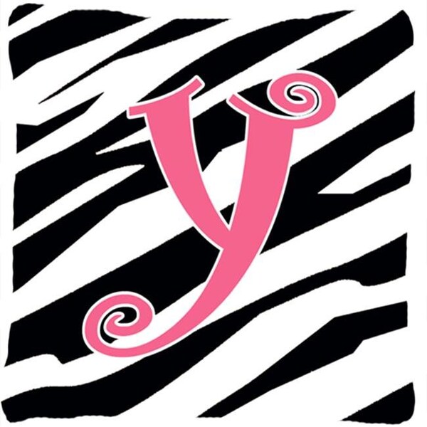 Carolines Treasures Carolines Treasures CJ1037-YPW1414 14 x 14 in. Monogram Initial Y Zebra Stripe and Pink Fabric Decorative Pillow - CJ1037-YPW1414