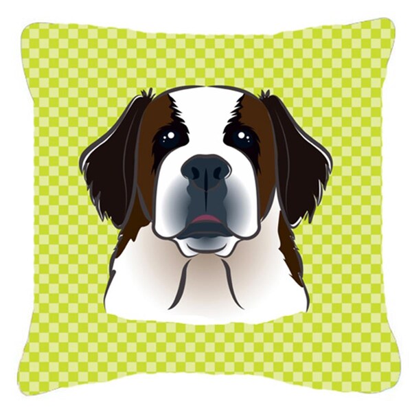 Jensendistributionservices Checkerboard Lime Green Saint Bernard Fabric Decorative Pillow, 18 x 18 In. - MI2555407