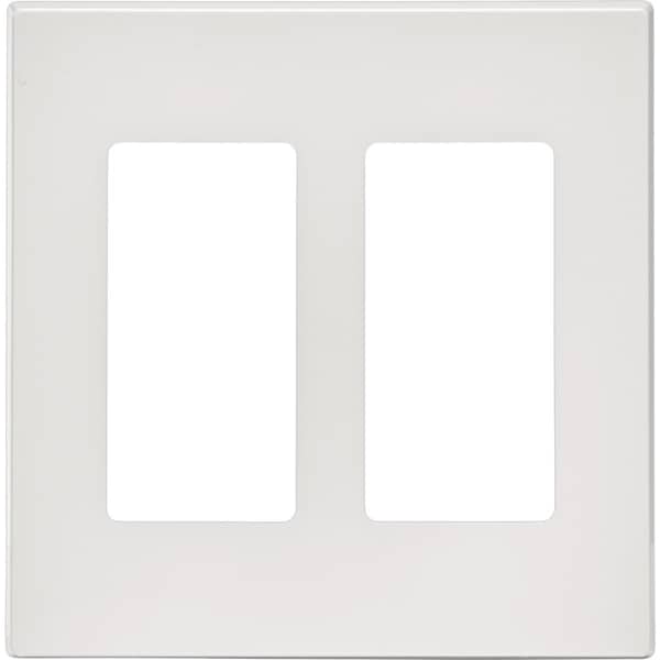 Leviton Decora Plus 2-Gang Poly Carbonate Screwless Decorator Wall Plate, White - C42-80309-00W